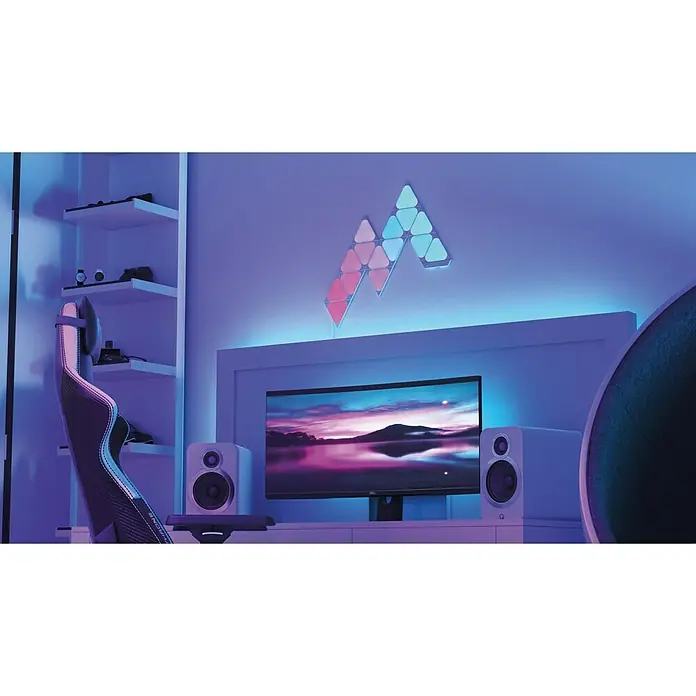 Nanoleaf LED-Panel Shapes Mini Triangles 10er Erweiterung 2. Generation - L x B x H: 10 x 11,5 x 0,6 cm, Weiß, RGBW - Stimmungsaufnahme