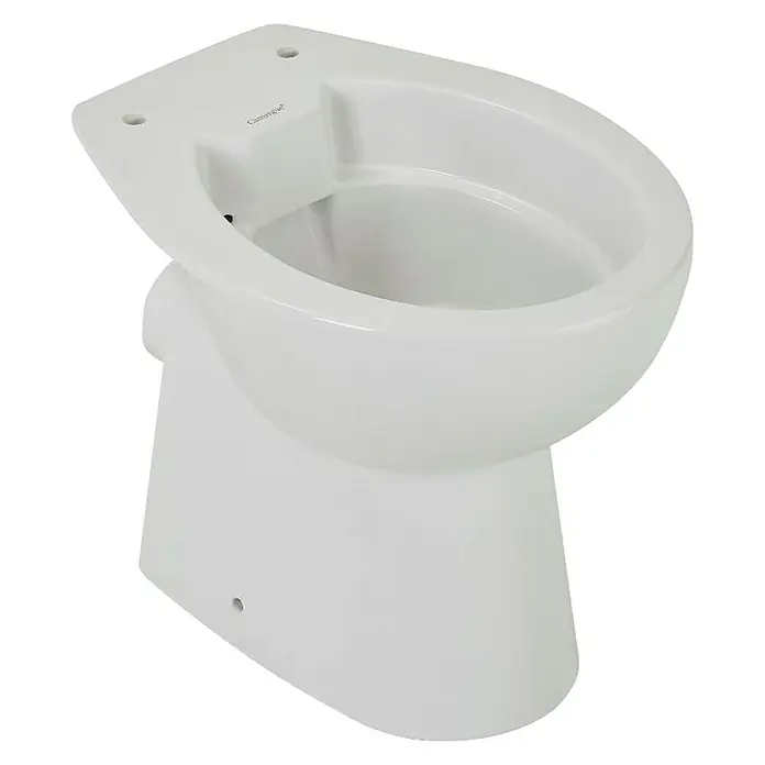 Camargue Stand-WC Metz - Spülrandlos, Ohne Spezialglasur, Spülform: Tief, WC Abgang: Waagerecht, Weiß - Diagonale Ansicht