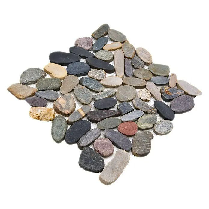 Mozaïektegel kiezel XKS 403 - 31,5 x 31,5 cm, Grijs/Beige, Mat - Diagonaal zicht