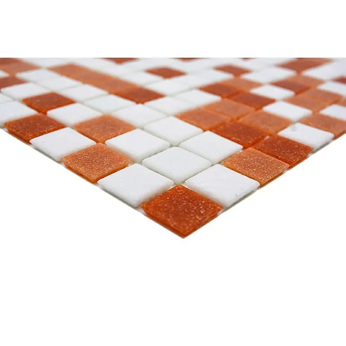 Mozaïektegel vierkant glas Mix GM A 155 - 32,7 x 30,5 cm, Bruin/wit, Mat - Close-up