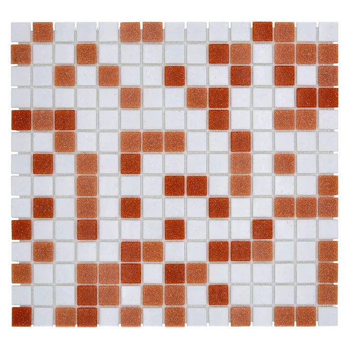 Mozaïektegel vierkant glas Mix GM A 155 - 32,7 x 30,5 cm, Bruin/wit, Mat - Bovenaanzicht