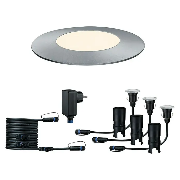 Paulmann Plug & Shine LED-Gartenspot-Set - 3 x 2,5 W, 24 V, IP65, Höhe: 90 mm - Vorderansicht