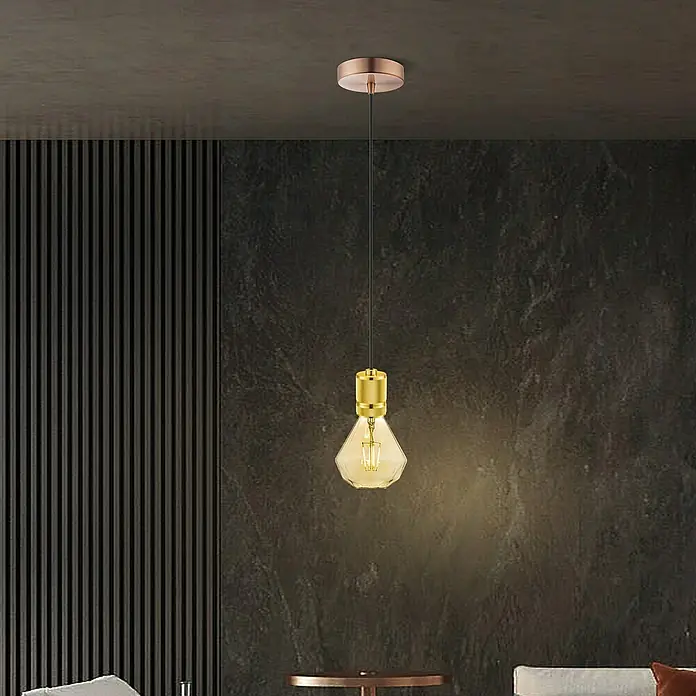 Home Sweet Home Lampfitting - E27, Kleur: Goud, Metaal - Sfeeropname