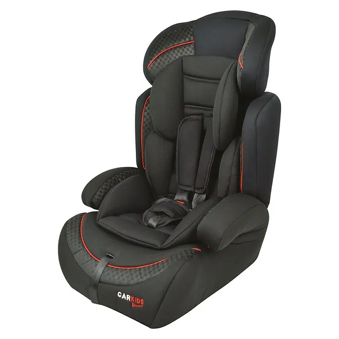 Carkids Autozitje Zwart/Rood Groep 1/2/3 - Zwart/Rood - Diagonaal zicht