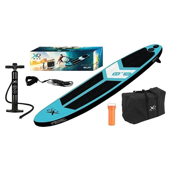 Tabla de surf XQMax - Azul, L x An x Al: 245 x 57 x 8 cm, Carga útil: 90 kg, Hinchable - Vista angular