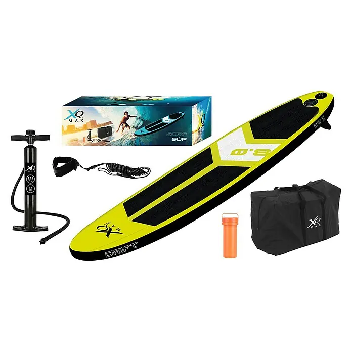 Tabla de surf XQMax - Amarillo, L x An x Al: 245 x 57 x 8 cm, Carga útil: 90 kg, Hinchable - Vista angular
