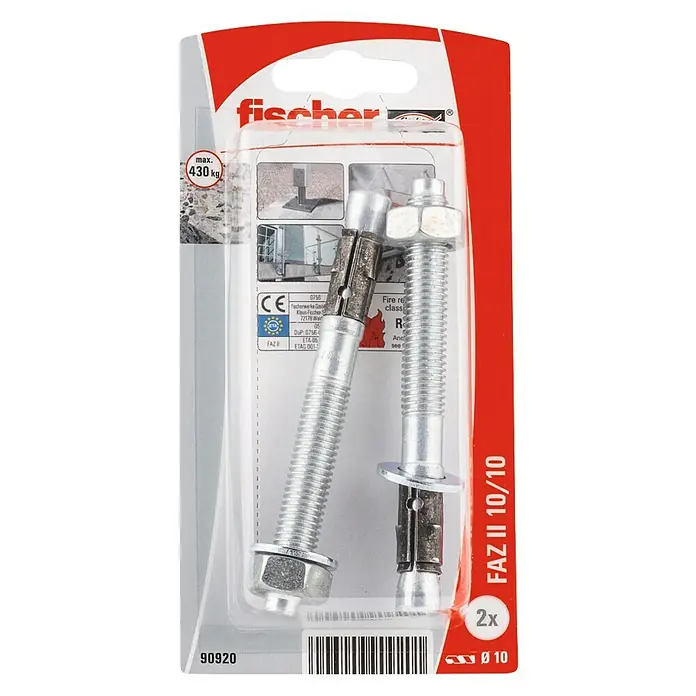 Fischer Doorsteekanker FAZ II 10/10 K NV - Ø x l: 10 x 10 mm, 2 stk. - Bovenaanzicht