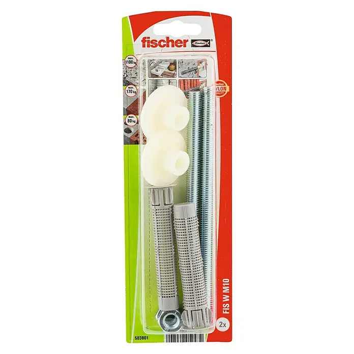 Fischer Installatieset voor wastafels FIS W M10 K NV - 2 stk., Nylon, M10 - Bovenaanzicht