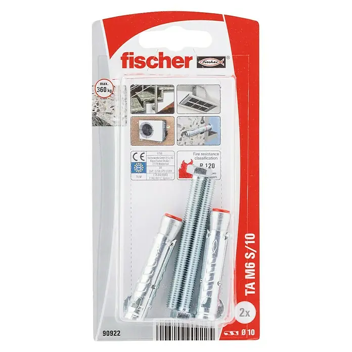 Fischer Inslaganker TA M6 S/10 K NV - Schroefdraad: M6, Galvanisch verzinkt, 2 stk. - Bovenaanzicht