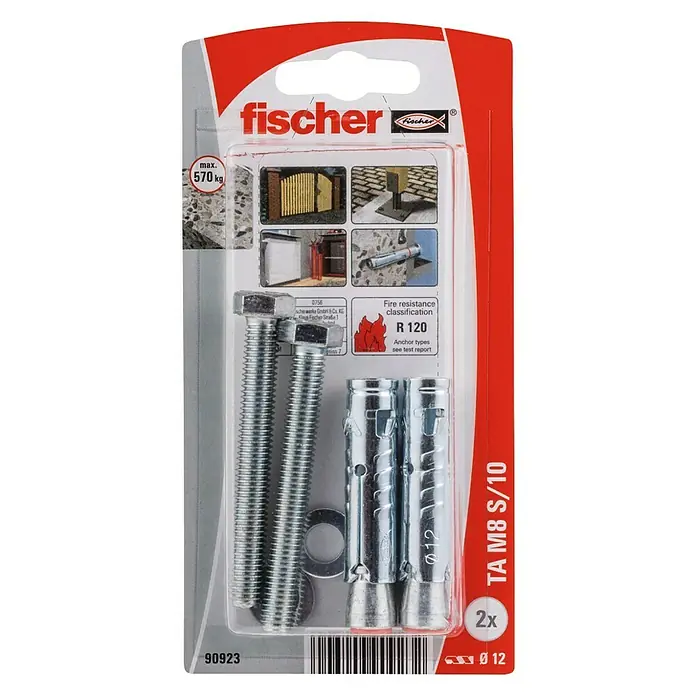 Fischer Inslaganker TA M8 S/10 K NV - Schroefdraad: M8, Galvanisch verzinkt, 2 stk. - Bovenaanzicht