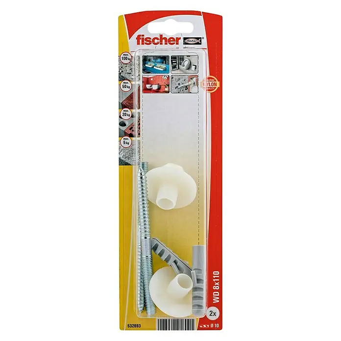 Fischer Wastafelbevestiging WD 8 x 110 K NV - Ø x l: 8 x 110 mm, Materiaal plug: Nylon - Bovenaanzicht