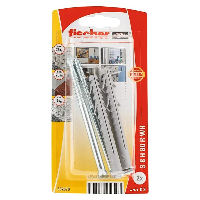 Fischer Constructieplug S 8 H RW K NV - Inhoud: 2 stk. - Bovenaanzicht