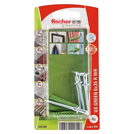 Fischer  Universeelpluggen UX Green 6 x 35 R WH K NV