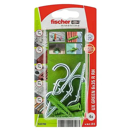 Fischer  Universeelpluggen UX Green 6 x 35 R RH K NV