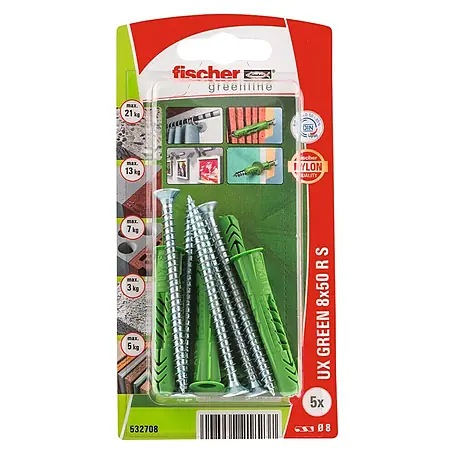 Fischer  Universeelpluggen UX Green 8 x 50 R S K NV