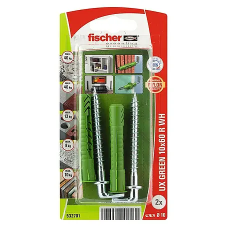 Fischer  Universeelpluggen UX Green 10 x 60 R WH K NV