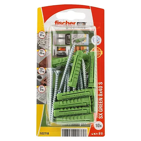 Fischer  Pluggen SX Green 8 x 40 S K NV