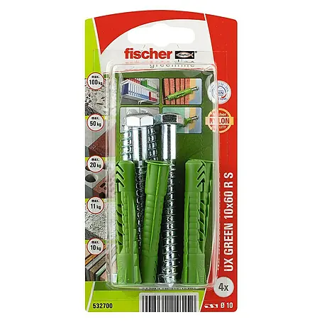 Fischer  Universeelpluggen UX Green 10 x 60 R S K NV