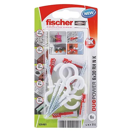 Fischer  Pluggen DuoPower 6x30 met nylon ronde haak K