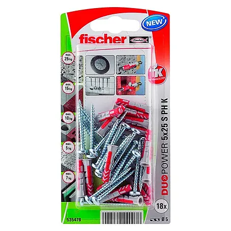 Fischer  Pluggen DuoPower 5x25 met bolkopschroef K