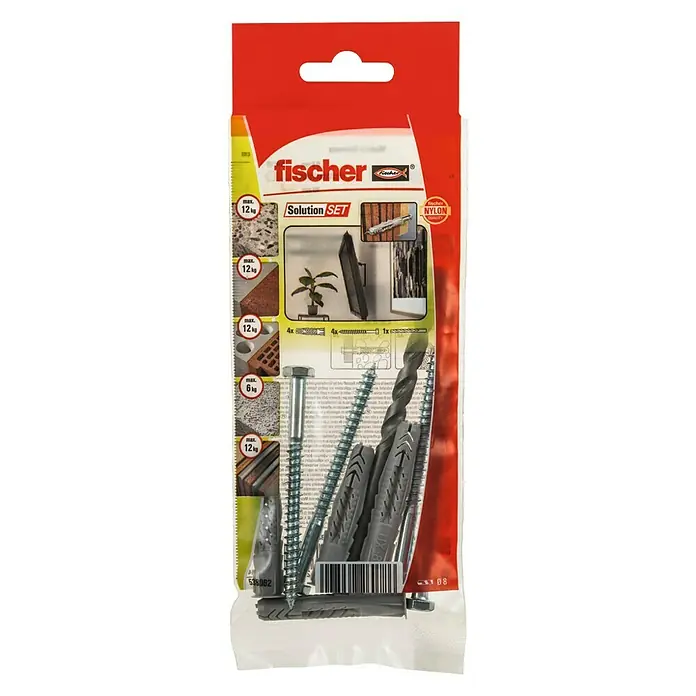 Fischer Bevestigingsset Set TV bracket B NV - Materiaal plug: Nylon, Diameter boorgat: 8 mm - Bovenaanzicht