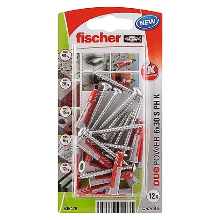 Fischer  Pluggen DuoPower 6x30 met bolkopschroef K