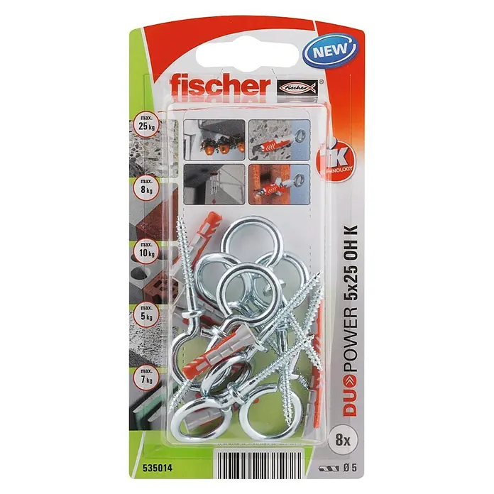 Fischer Duopower Universeelpluggenset OH K - Diameter plug: 5 mm, Pluglengte: 25 mm, 8 stk. - Bovenaanzicht