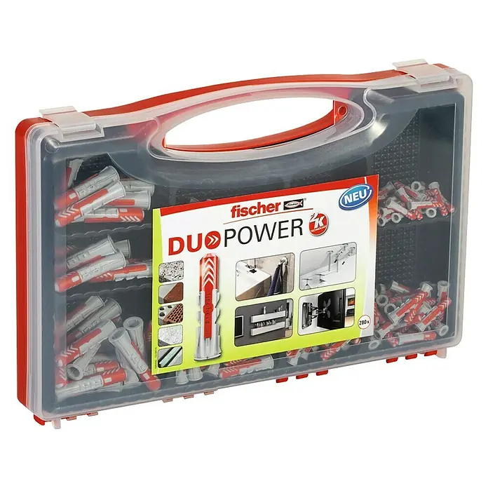 Fischer Duopower Universeelpluggenset Red-Box - 280-delig - Diagonaal zicht