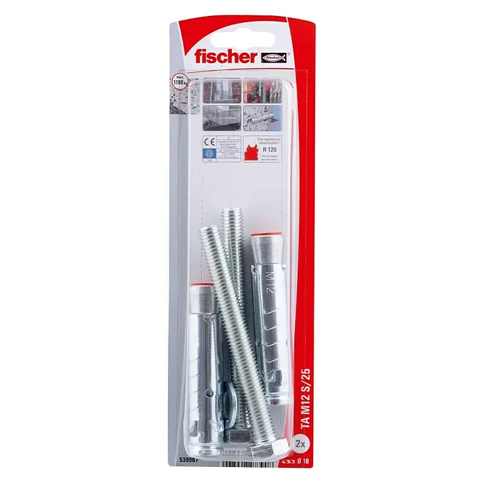 Fischer Inslaganker TA M12 S/25 K NV - Schroefdraad: M12, Galvanisch verzinkt, 2 stk. - Bovenaanzicht