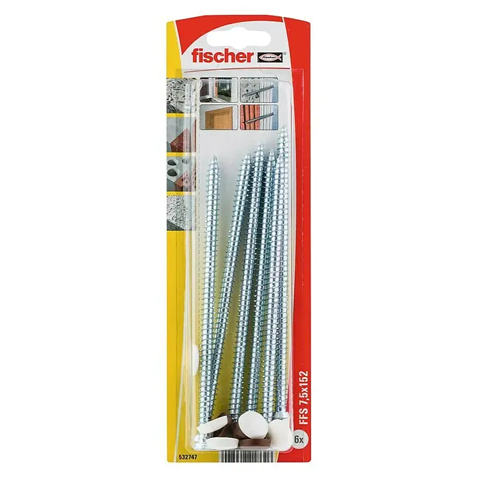 Fischer Kozijnschroef FFS 7,5 x 152 K NV - Ø x l: 7,5 x 152 mm, Platte kop, 6 stk. - Bovenaanzicht