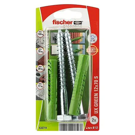Fischer  Universeelpluggen UX Green 12 x 70 S K NV