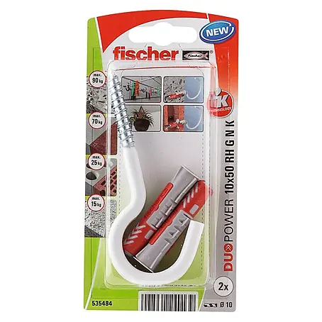 Fischer  Pluggen DuoPower 10x50 met nylon grote haak K