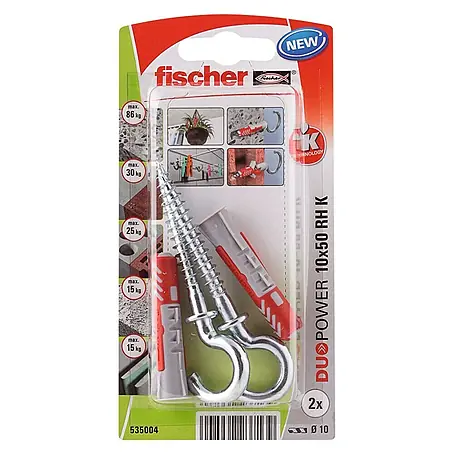 Fischer  Pluggen DuoPower 10x50 met ronde haak K