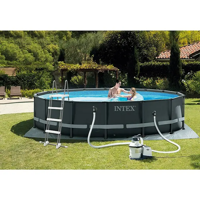Intex Frame-Pool-Set Ultra Rondo XTR - Ø x H: 549 x 132 cm, 26,42 m³, Anthrazit - Stimmungsaufnahme
