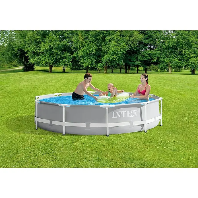 Intex Piscina Frame Prisma Rondo - Ø x Al: 305 x 76 cm, 4.485 l, Gris - Producto en uso