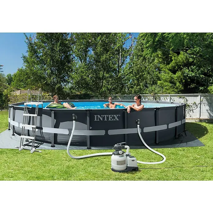 Intex Frame-Pool-Set Ultra Rondo XTR - Ø x H: 610 x 122 cm, 30,08 m³, Dunkelgrau - Stimmungsaufnahme