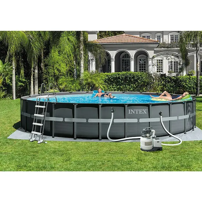 Intex Frame-Pool-Set Ultra Rondo XTR - Ø x H: 732 x 132 cm, 47,24 m³, Dunkelgrau - Stimmungsaufnahme
