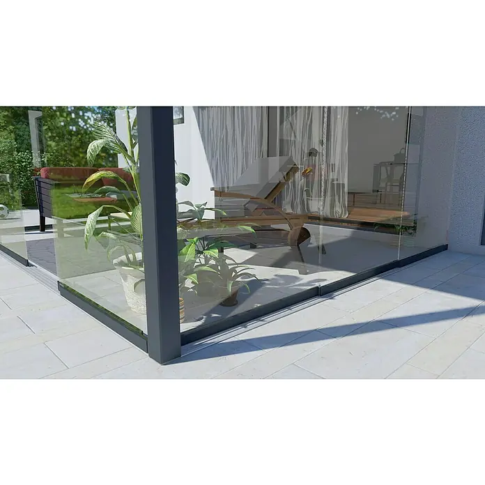 Nadstrešnica za terasu EASYGSW - D x D: 400 cm x 300 cm, Polikarbonat, Antracit siva, Opal - Živopisni prikaz