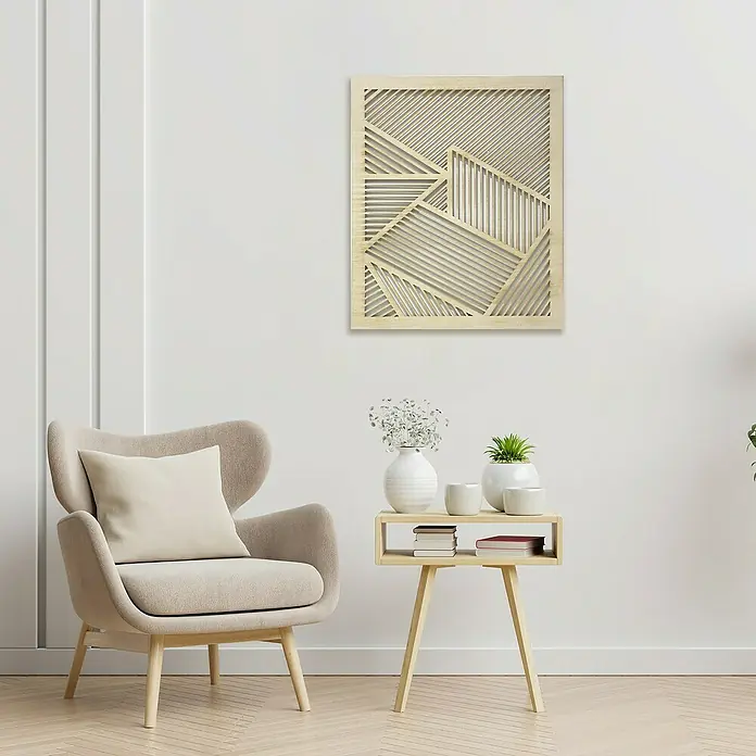 Cuadro de madera Decotabla Modelo 1 - Líneas geométricas, An x Al: 50 x 60 cm - Foto ambiente