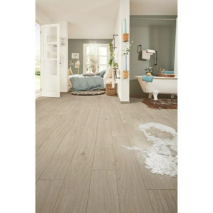 LOGOCLIC Aquaprotect Laminat Nature Oak - 1.285 x 192 x 8 mm, Rustikalni pod - Živopisni prikaz