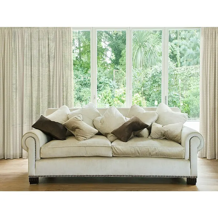 Visillo para ventana Boko - 140 x 270 cm, 63% Poliéster 37% Lino, Crudo - Foto ambiente