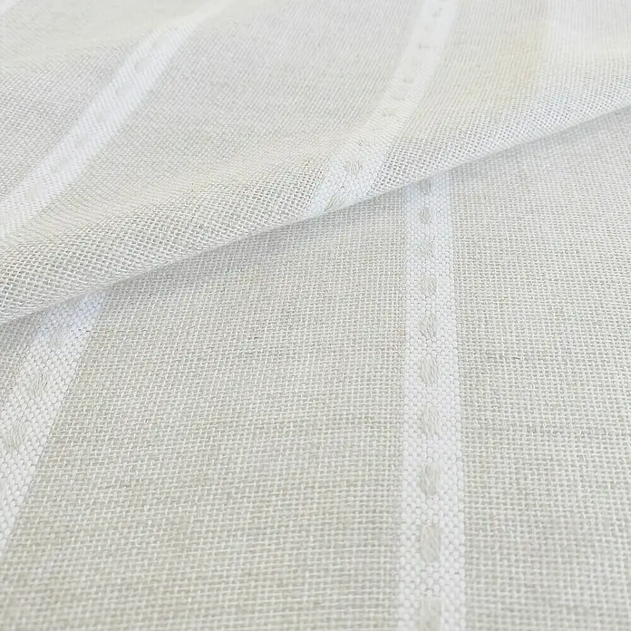 Visillo para ventana Susu - 140 x 270 cm, 65% Poliéster 35% Lino, Blanco - Primer plano