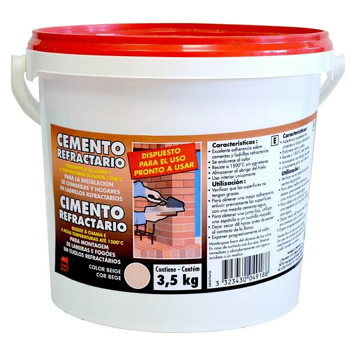 Cemento refractario - 3,5 kg, Beige - Vista frontal