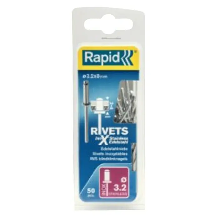 Rapid Remache - Inoxidable, Diámetro de remache: 3,2 mm, Longitud de remache: 8 mm, 1 ud. - Vista frontal