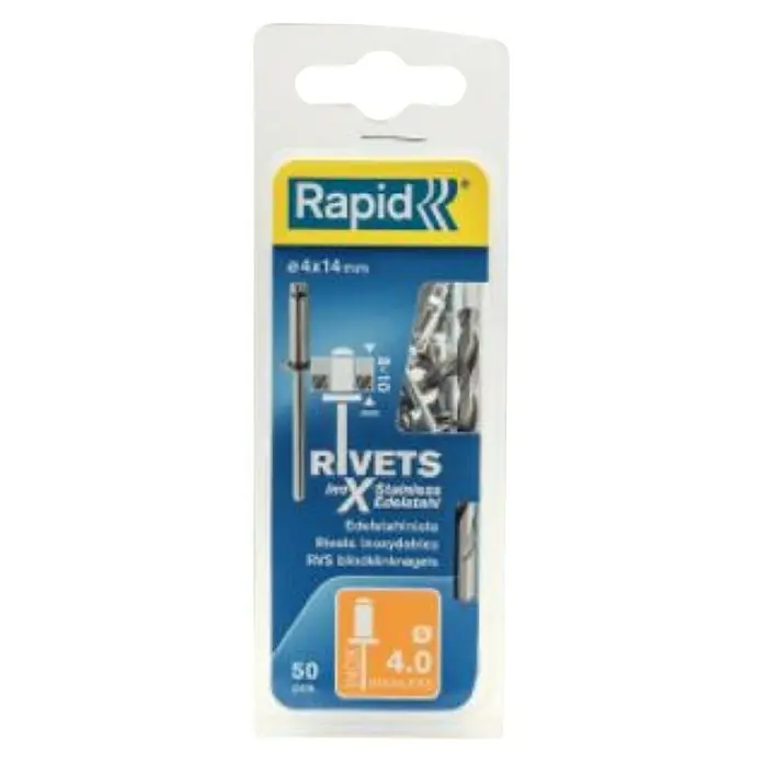 Rapid Remache - Inoxidable, Diámetro de remache: 4 mm, Longitud de remache: 14 mm, 1 ud. - Vista frontal