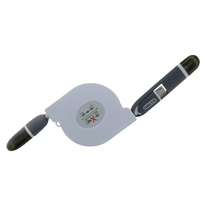 Q-Link Kabelbox USB, 1 m - 1 m, Wit - Diagonaal zicht