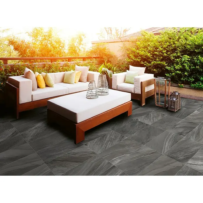 Feinsteinzeugfliese North Stone - L x B: 62 x 31 cm, Anthrazit, Matt - Stimmungsaufnahme