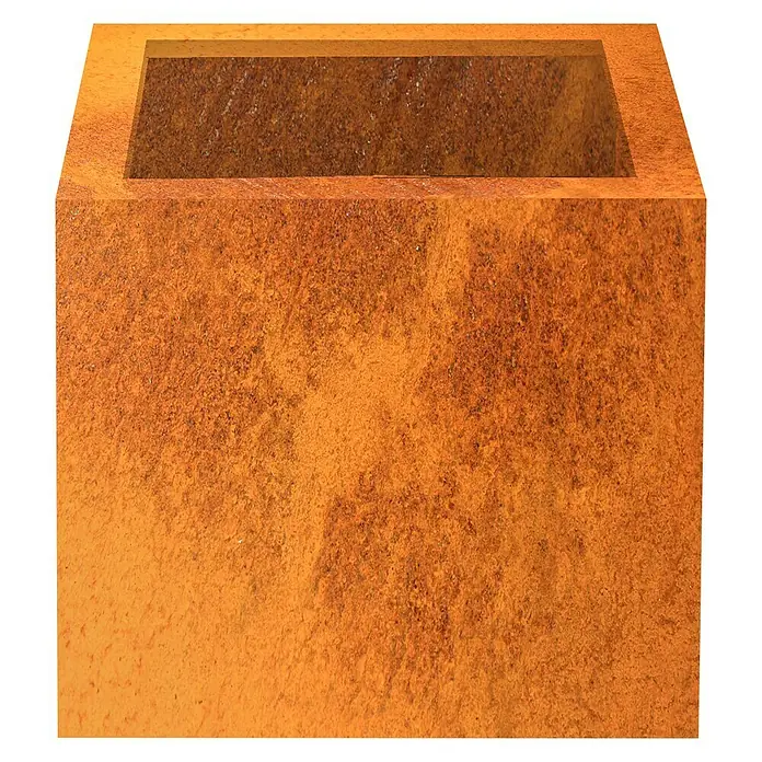 Palatino Exlusive Line Pflanzkübel eckig Nora - 60 x 60 x 60 cm, Cortenstahl, Rotbraun - Diagonale Ansicht