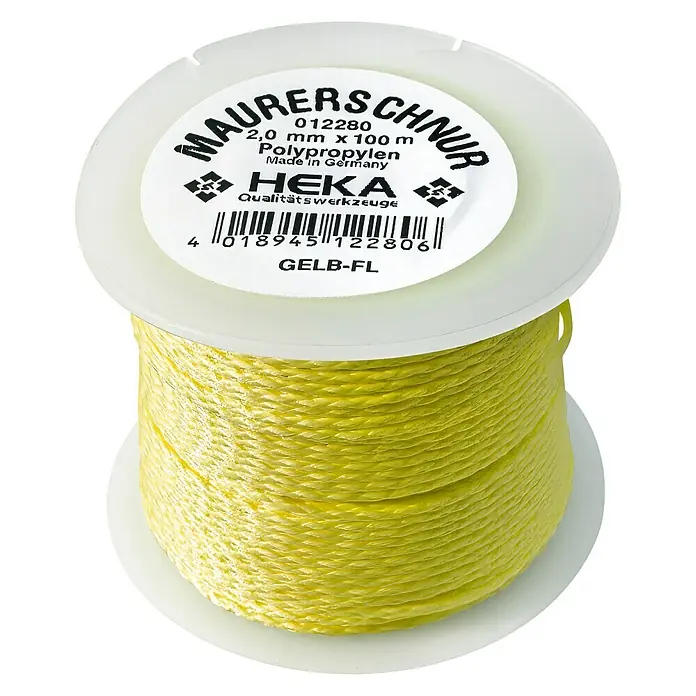 Heka Maurerschnur - Länge: 100 m, Durchmesser: 2 mm, Gelb - Diagonale Ansicht