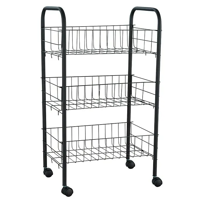 Wenko Carro de cocina Florenz - L x An x Al: 25 x 39 x 63 cm, Negro - Vista angular